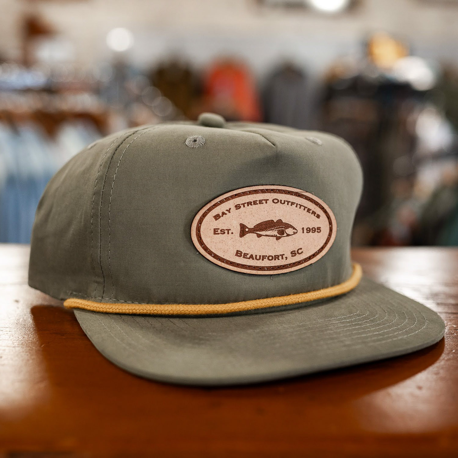 Loden and Gold Redfish Leather Patch Rope Hat