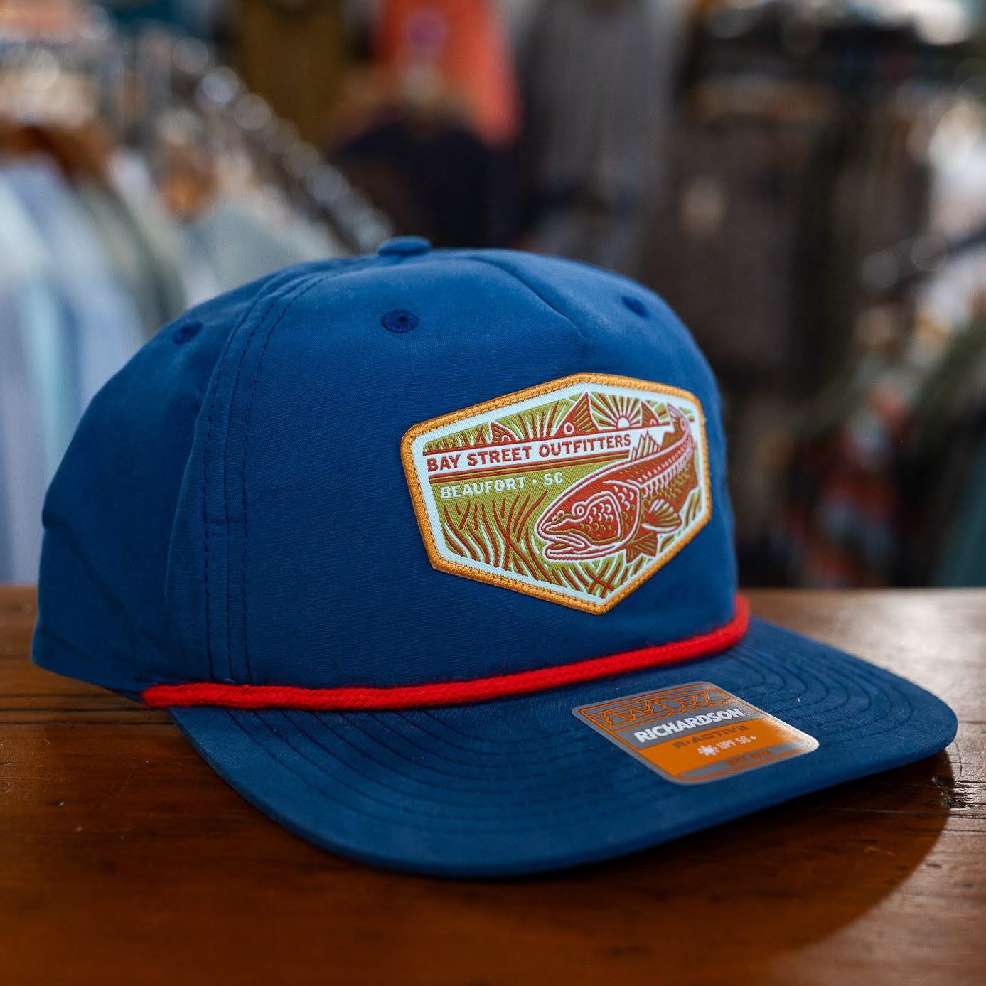 Navy and Red Tailing Red Woven Patch Rope Hat