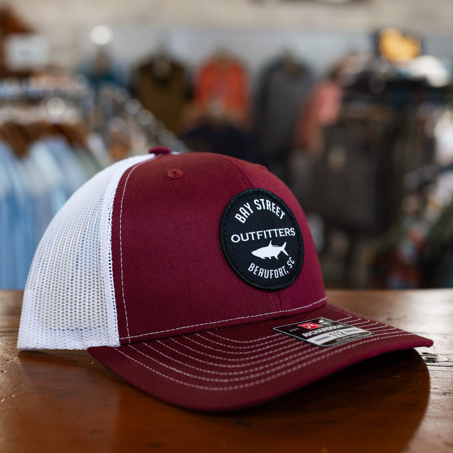 Split Cardinal and White Tarpon Patch Trucker Hat