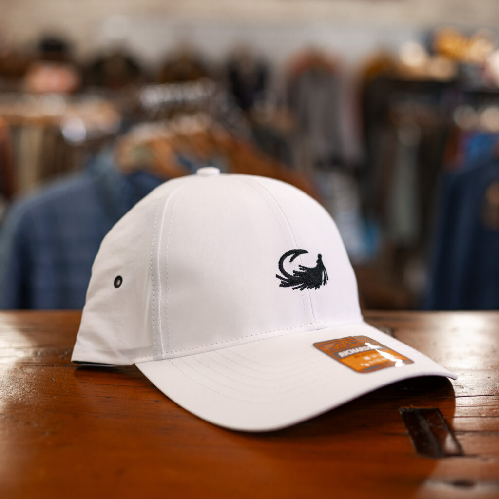 "The Shearhouse" White w/ Embroidered Fly OSFM